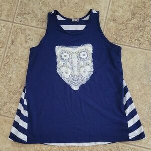 Girls Size 6 Owl Tank Top Lace Striped Sleeveless Sumer Top Shirt